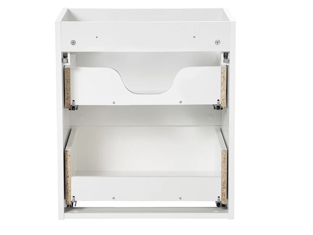 Meuble salle de bain suspendu 2 tiroirs NOVA 50cm avec vasque GAJA – Élégance minimaliste et gain de place-Blanc/Naturel