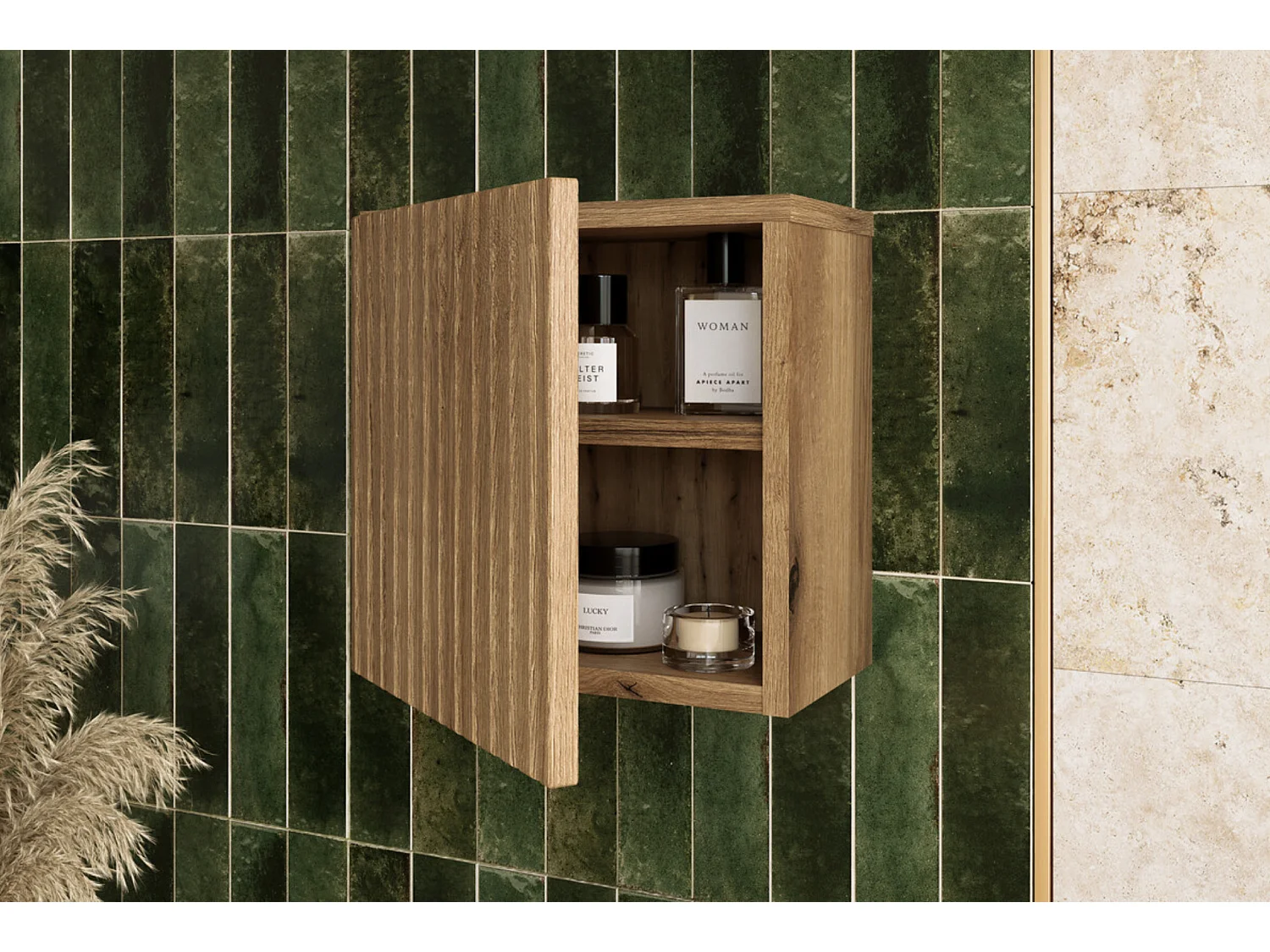 Armoire de salle de bain suspendue NOVA 30cm – Meuble mural compact-Naturel