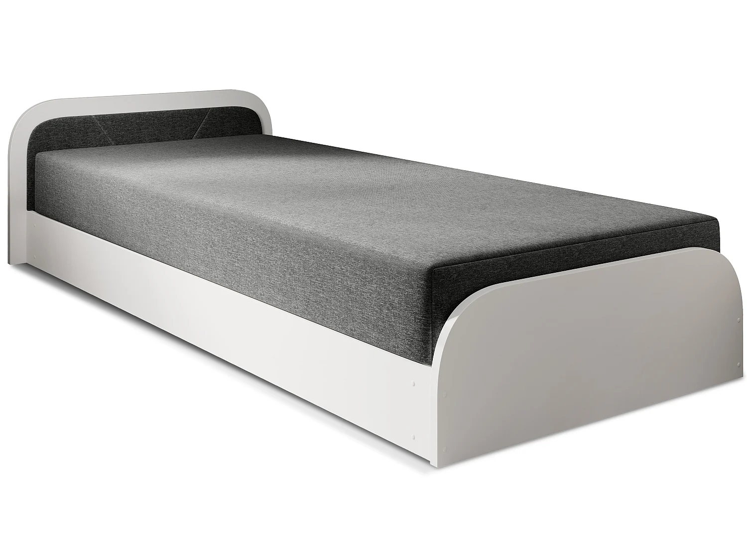 Lit 1 place avec coffre de rangement Parko – Confort et Praticité-Gris/Noir-Modéle Coté droit