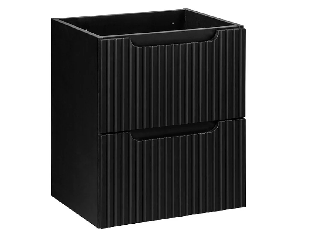 Meuble sous vasque suspendu 2 tiroirs avec plan NOVA-Noir-Plateau Noir-Largeur 50 cm