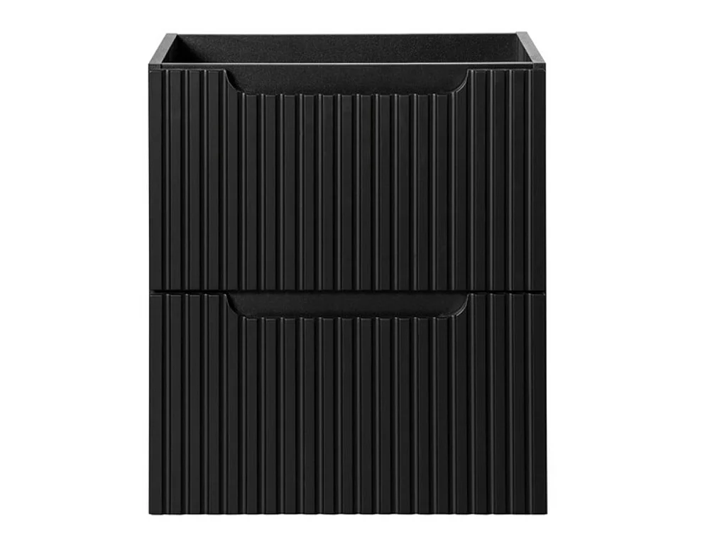 Meuble sous vasque suspendu 2 tiroirs avec plan NOVA-Noir-Plateau Noir-Largeur 50 cm