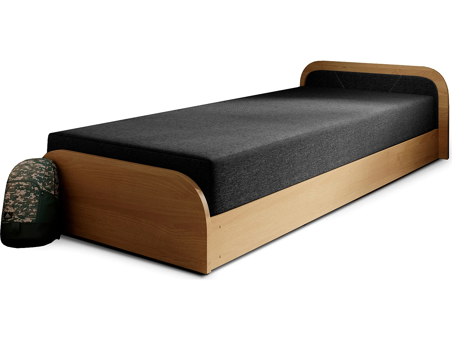 Lit 1 place avec coffre de rangement Parko – Confort et Praticité-Marron/Noir-Modéle Coté gauche