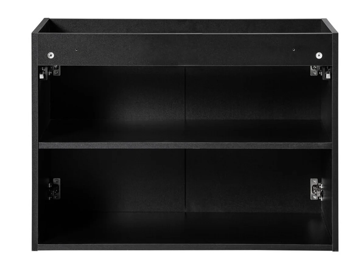 Meuble sous vasque suspendu 2 portes avec plan NOVA-Noir-Plateau Noir-Largeur 60 cm