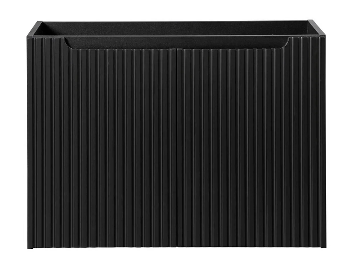 Meuble sous vasque suspendu 2 portes avec plan NOVA-Noir-Plateau Noir-Largeur 60 cm