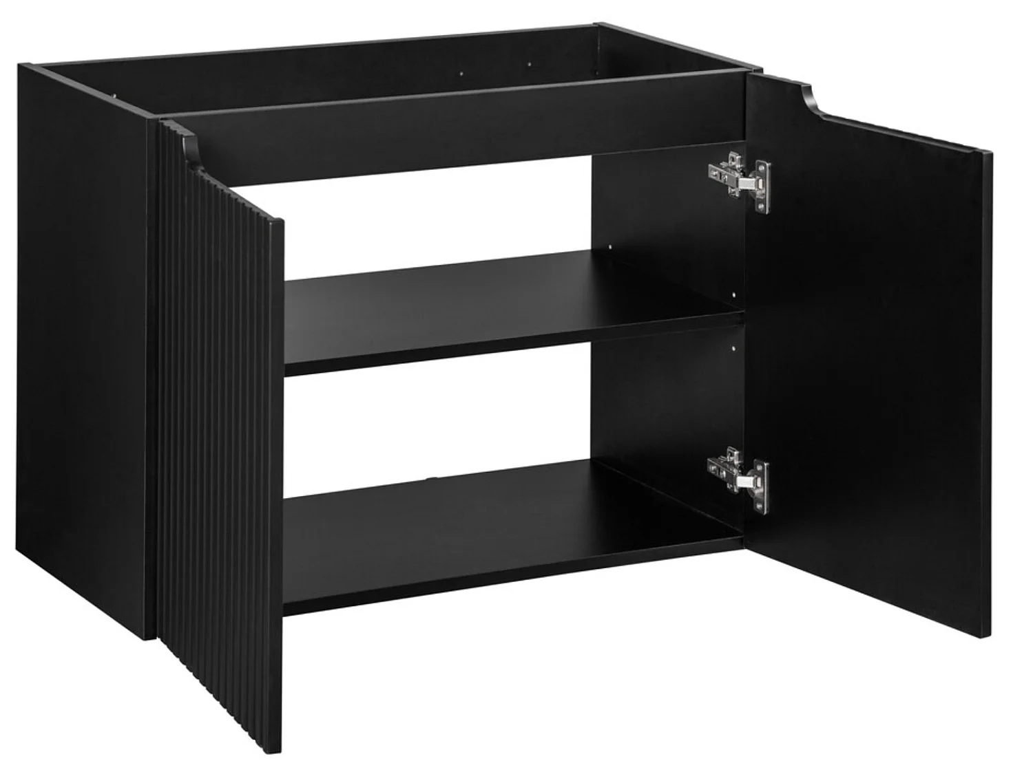Meuble sous vasque suspendu 2 portes avec plan NOVA-Noir-Plateau Noir-Largeur 60 cm