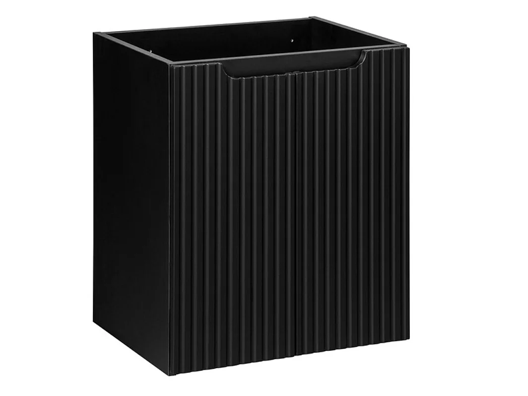 Meuble sous vasque suspendu 2 portes avec plan NOVA-Noir-Plateau Noir-Largeur 50 cm