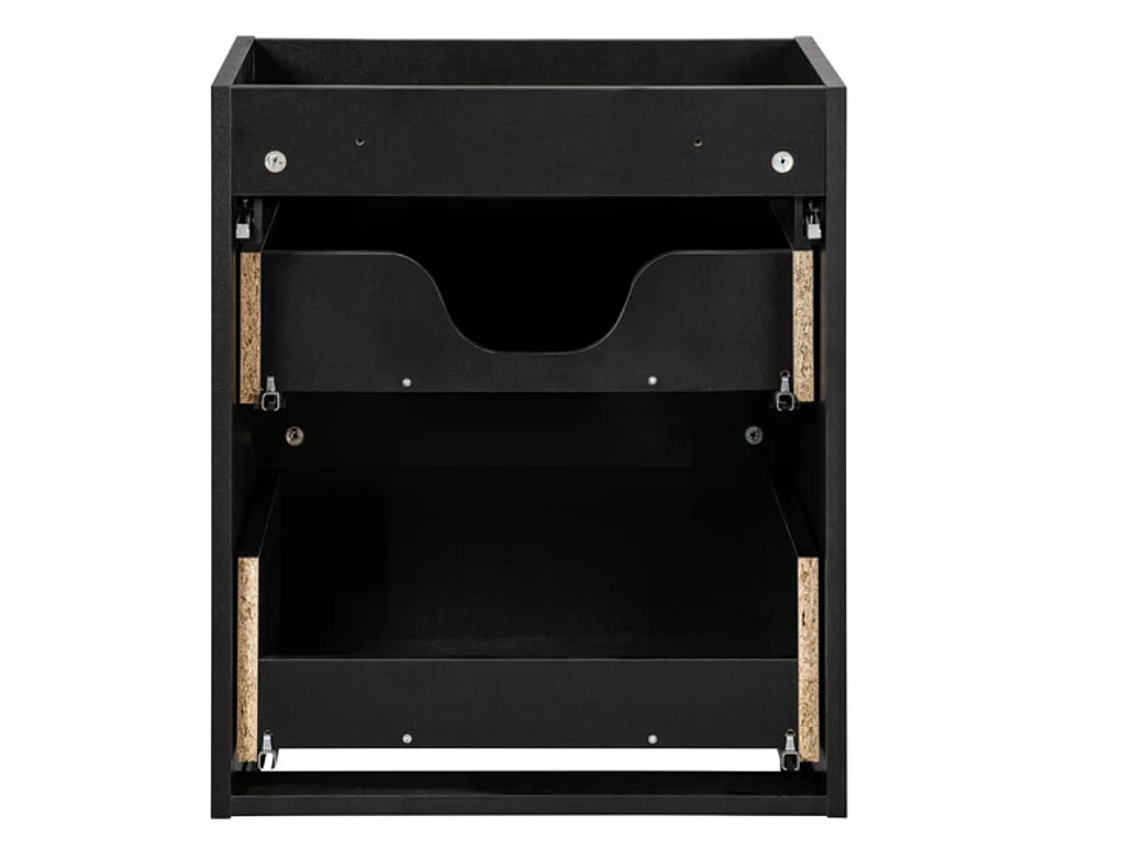 Meuble sous vasque suspendu 2 portes avec plan NOVA-Noir-Plateau Noir-Largeur 50 cm