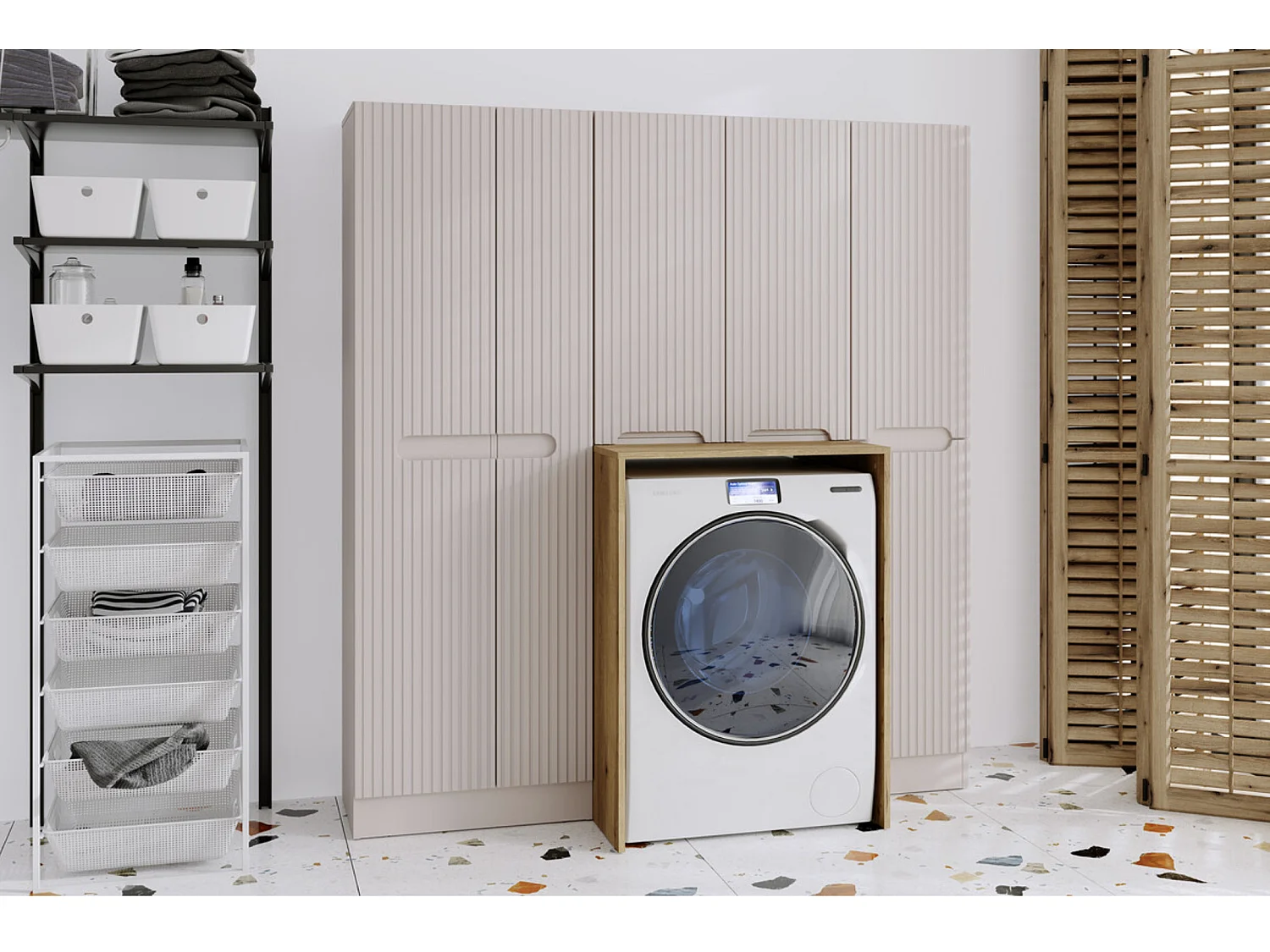Meuble pour machine à laver NOVA Chêne naturel 70cm – Élégance bois et rangement fonctionnel