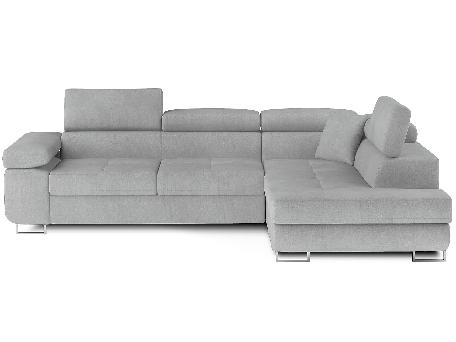 Canapé d’angle convertible MARKA en velours avec coffre et têtières réglables – 272cm-Rose poudré-angle gauche