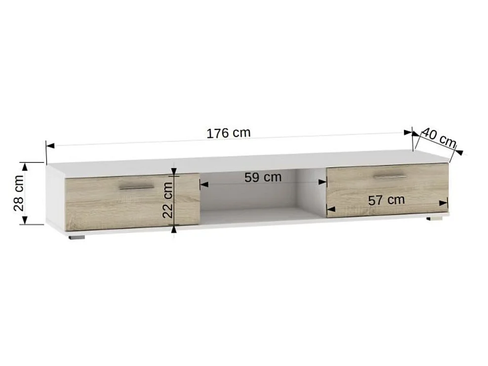 Meuble TV blanc et noir mat Flexa 176cm