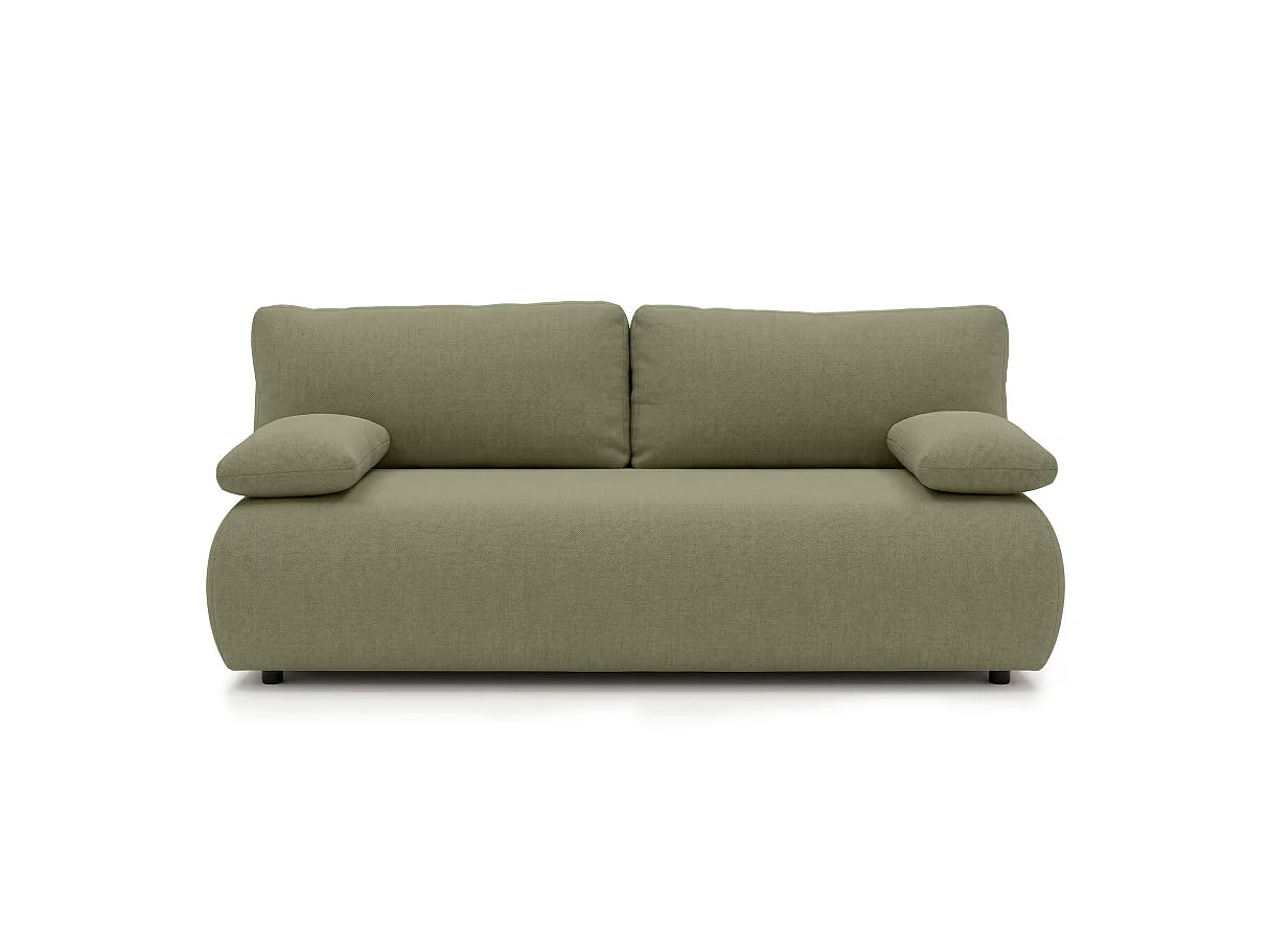 Canapé convertible 2 places avec coffre en tissu vert VELUTO