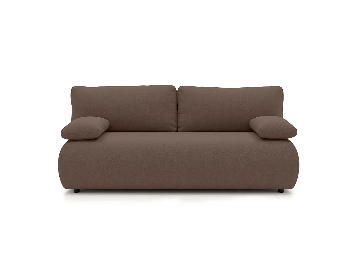 Canapé convertible 2 places avec coffre en tissu marron VELUTO
