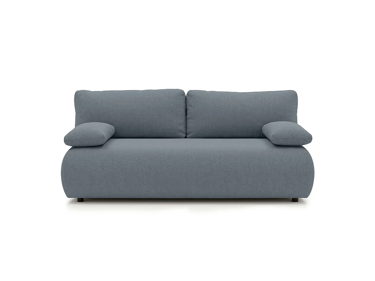 Canapé convertible 2 places avec coffre en tissu bleu VELUTO