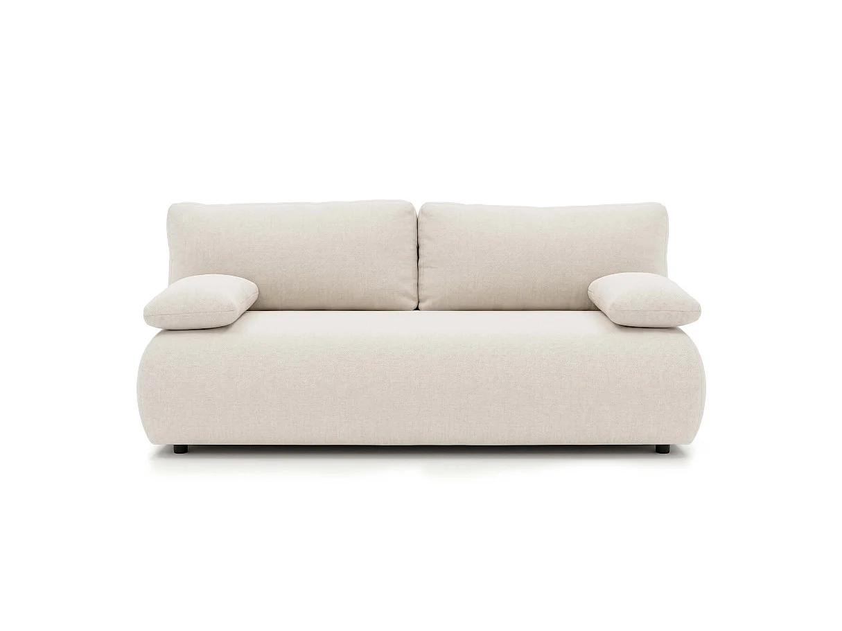 Canapé convertible 2 places avec coffre en tissu beige VELUTO