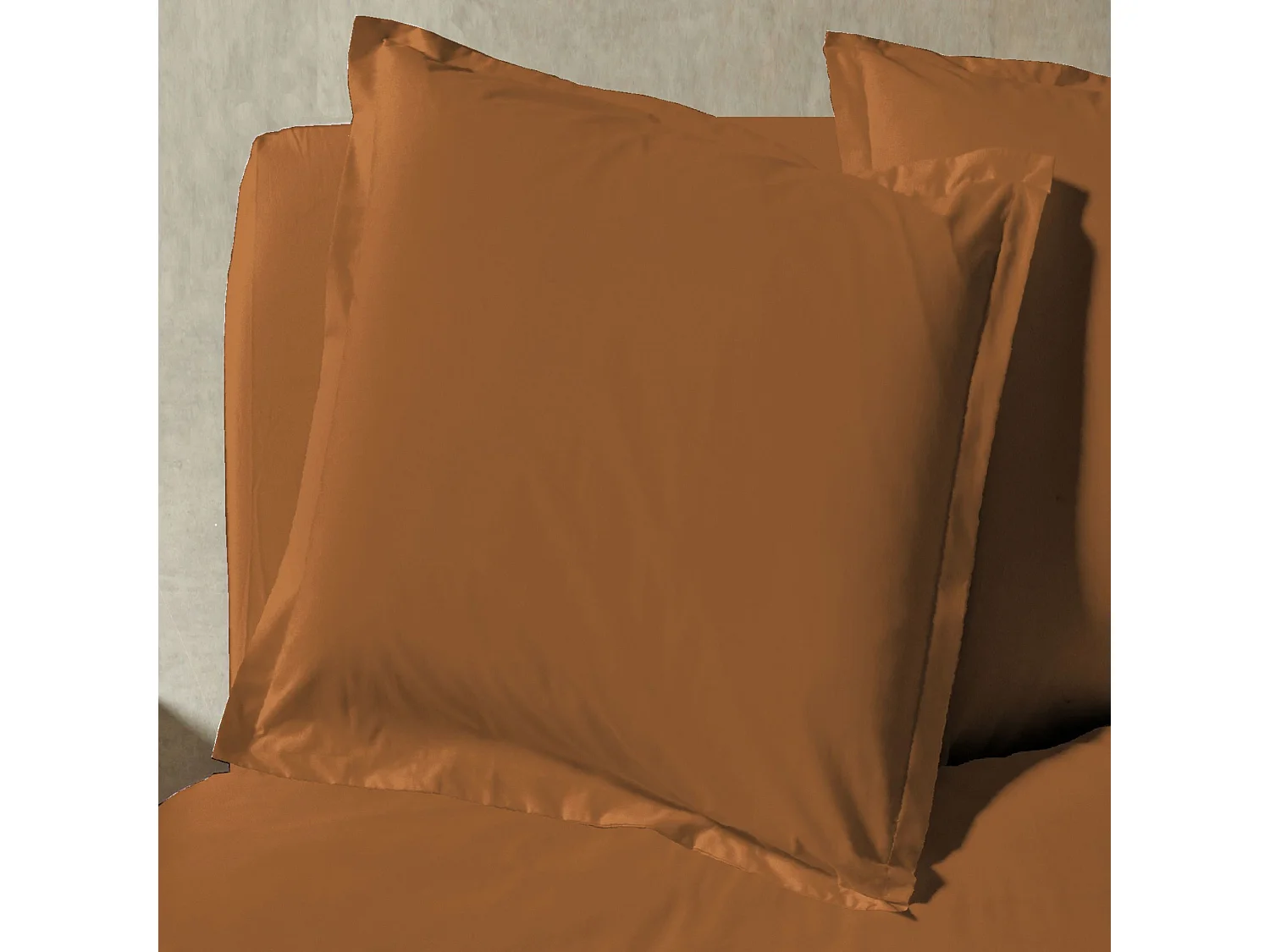Parure de lit percale unie marron 240x220 cm