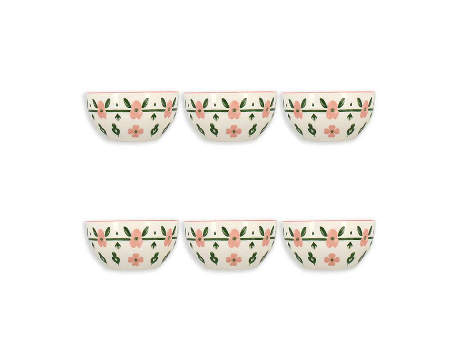 Novastyl - Lot 6 Bols Primavera 60cl En Porcelaine Rose Et Blanc
