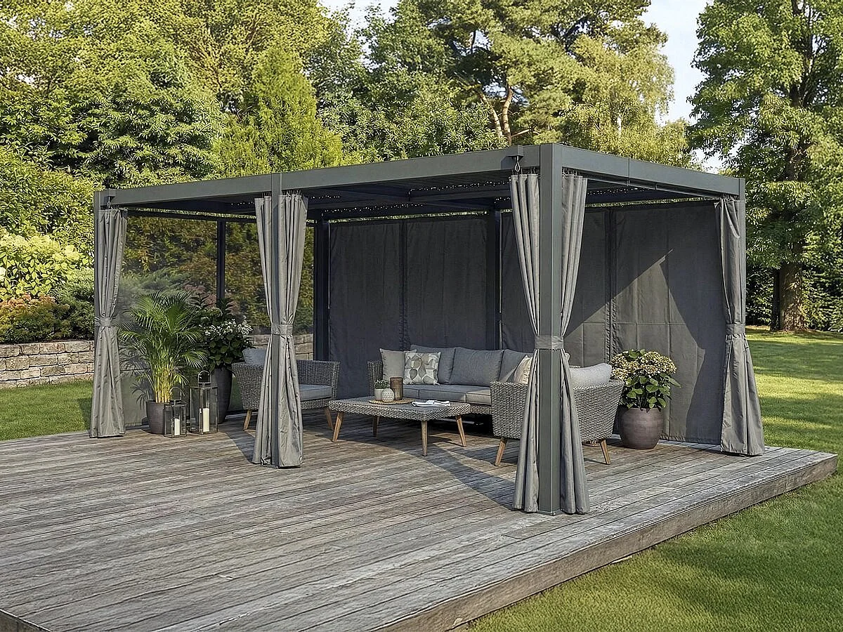 Cortina "Kensington" para pérgula bioclimática - 3 x 6 m - Cinzento