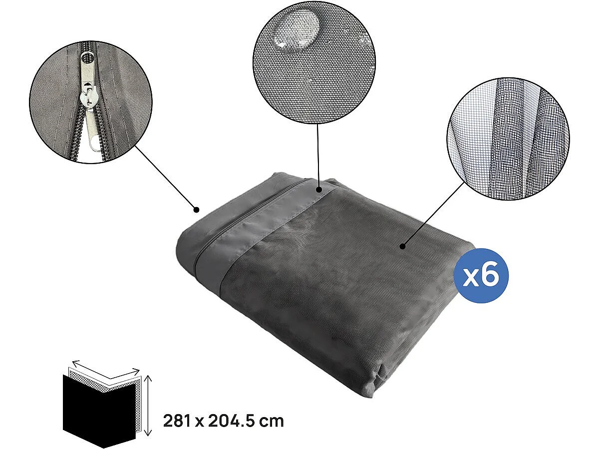 Cortina "Kensington" para pérgula bioclimática - 3 x 6 m - Cinzento