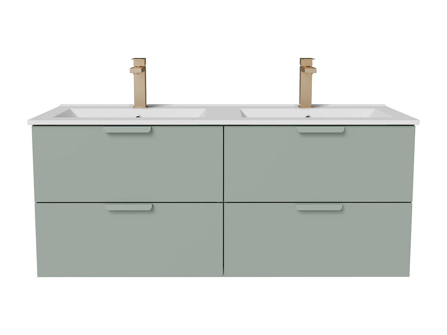 Meuble de salle de bain suspendu avec vasque à encastrer et robinet – Vert amande– L120 cm – AVORELI