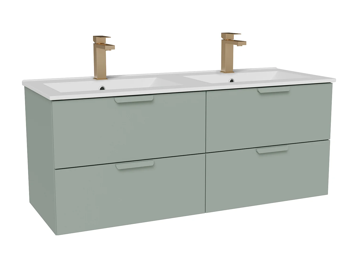 Meuble de salle de bain suspendu avec vasque à encastrer et robinet – Vert amande– L120 cm – AVORELI