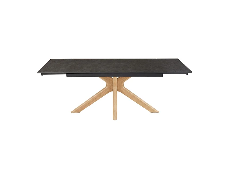 Table extensible 180 à 260 cm céramique gris anthracite pied croisé bois clair - UTAH 12