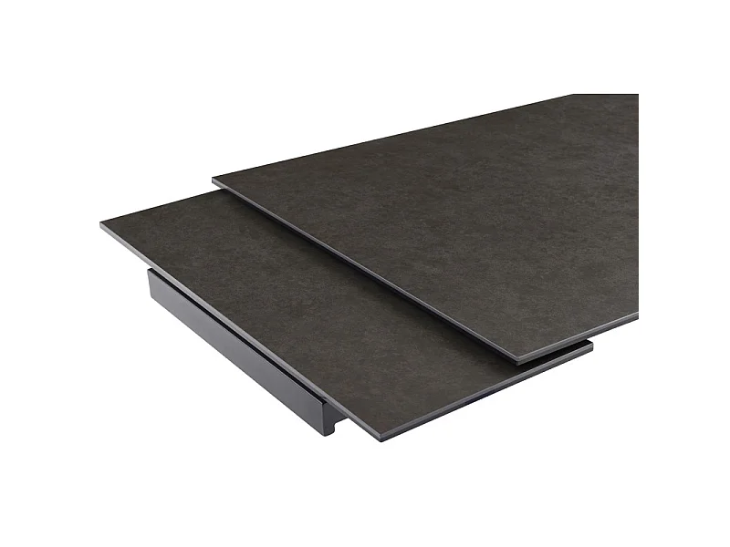 Table extensible 180 à 260 cm céramique gris anthracite pied croisé bois clair - UTAH 12