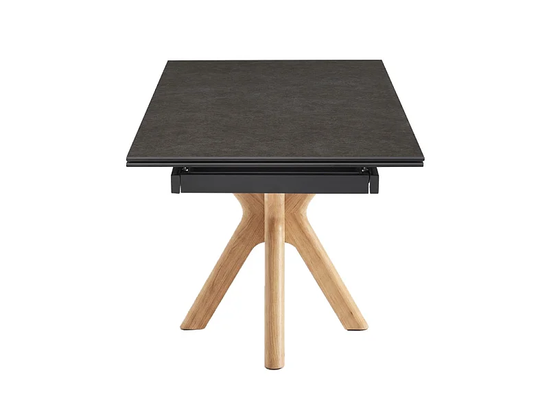 Table extensible 180 à 260 cm céramique gris anthracite pied croisé bois clair - UTAH 12