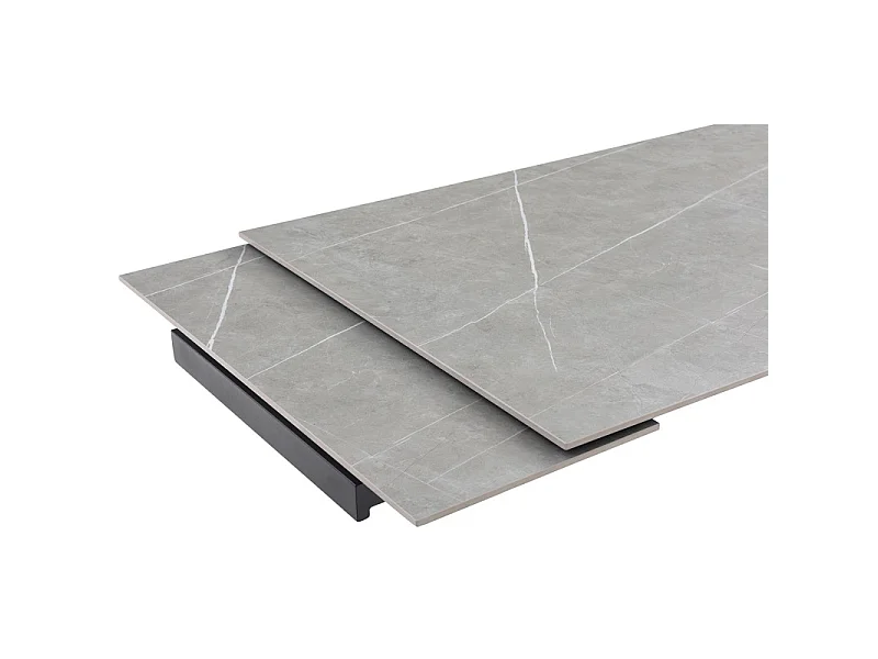 Table extensible 180 à 260 cm céramique gris marbré pied croisé bois clair - ARIZONA 12