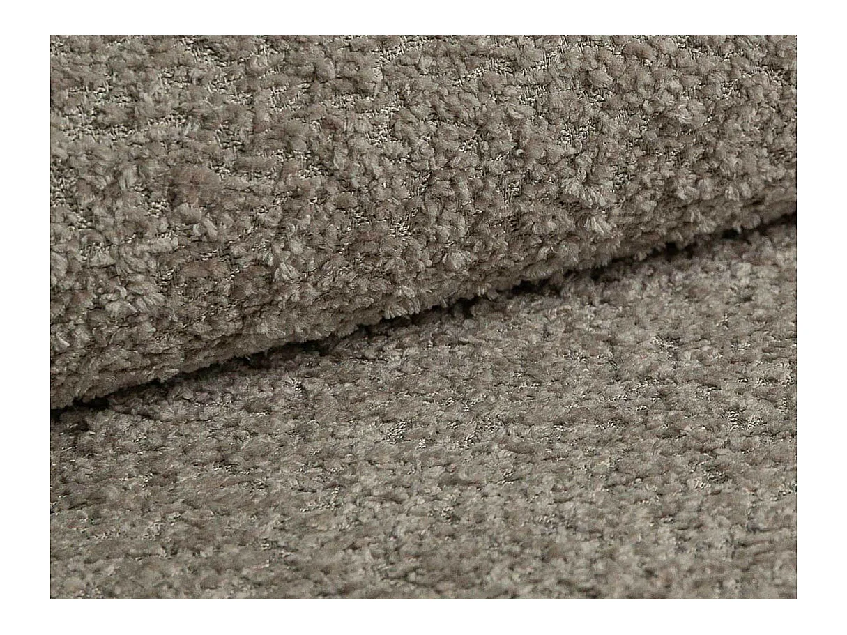 Canapé d'angle gauche 3 places convertible avec coffre en tissu bouclette taupe IRIS
