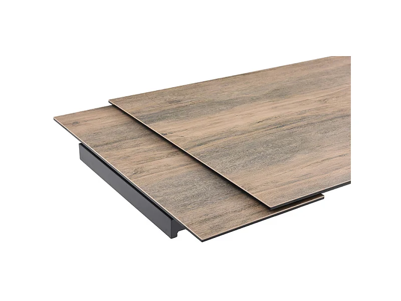 Table extensible 160 à 240 cm céramique effet bois pied croisé bois clair - TEXAS 12