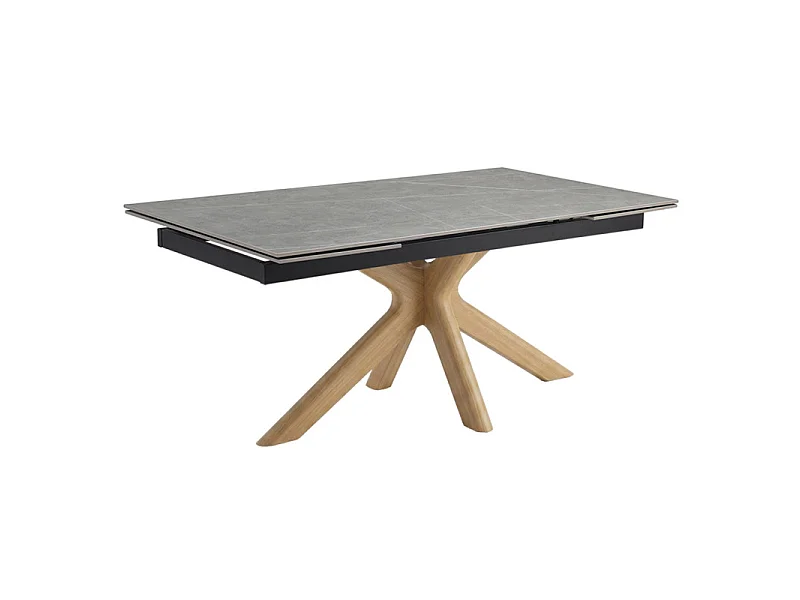 Table extensible 160 à 240 cm céramique gris marbré pied croisé bois clair - ARIZONA 12