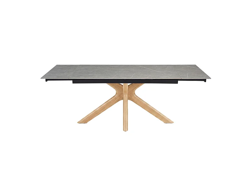 Table extensible 160 à 240 cm céramique gris marbré pied croisé bois clair - ARIZONA 12