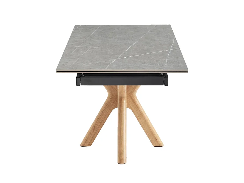 Table extensible 160 à 240 cm céramique gris marbré pied croisé bois clair - ARIZONA 12
