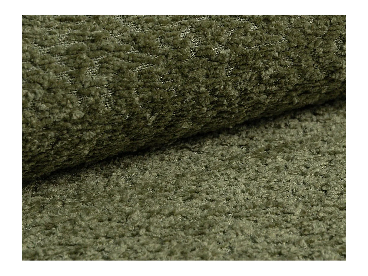 Canapé d'angle gauche 3 places convertible avec coffre en tissu bouclette vert IRIS