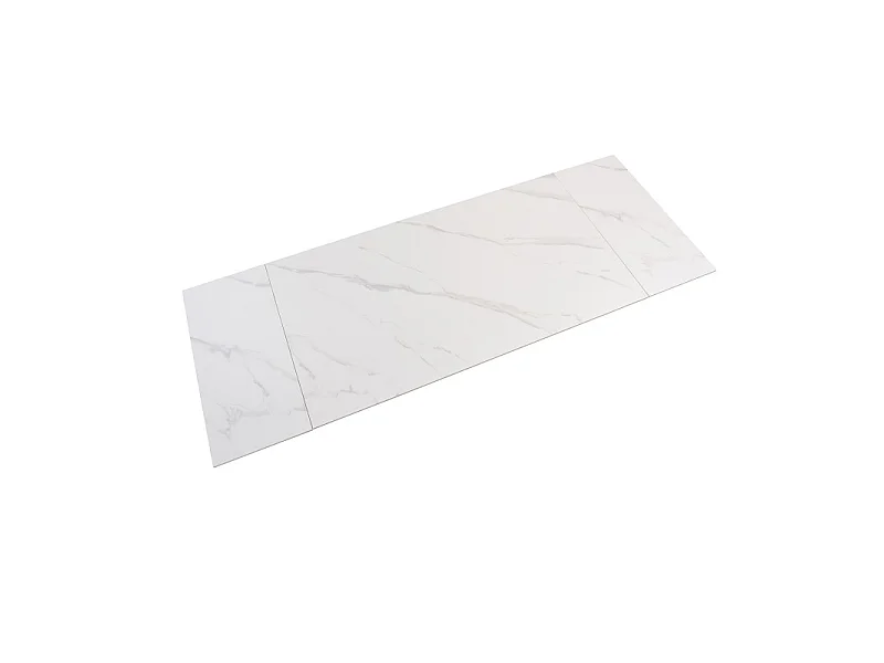 Table extensible 180 à 260 cm en céramique blanc marbré pied croisé bois clair - NEVADA 12