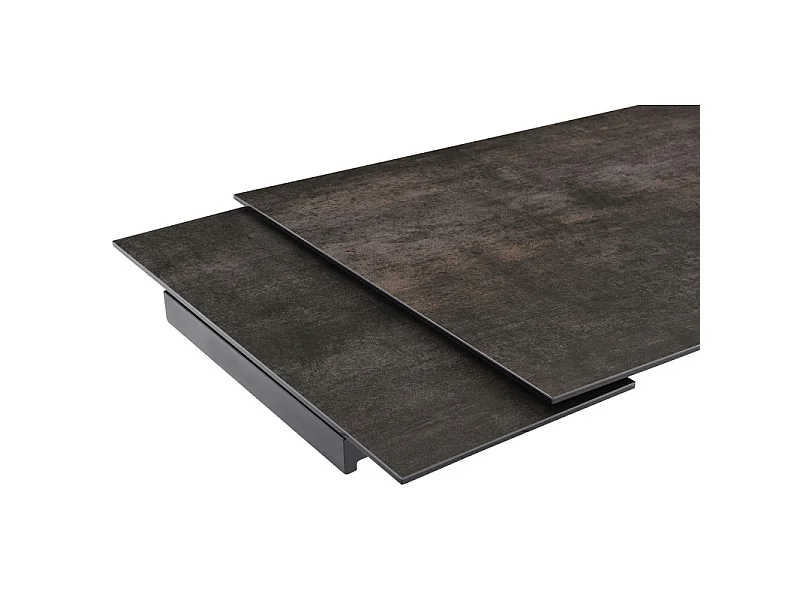 Table extensible 180 à 260 cm céramique Gris Vieilli pied croisé bois clair - MAINE 12