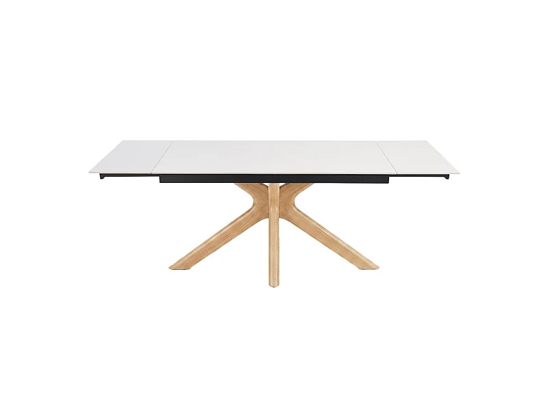 Table extensible 160 à 240 cm céramique blanc pied croisé bois clair - OREGON 12