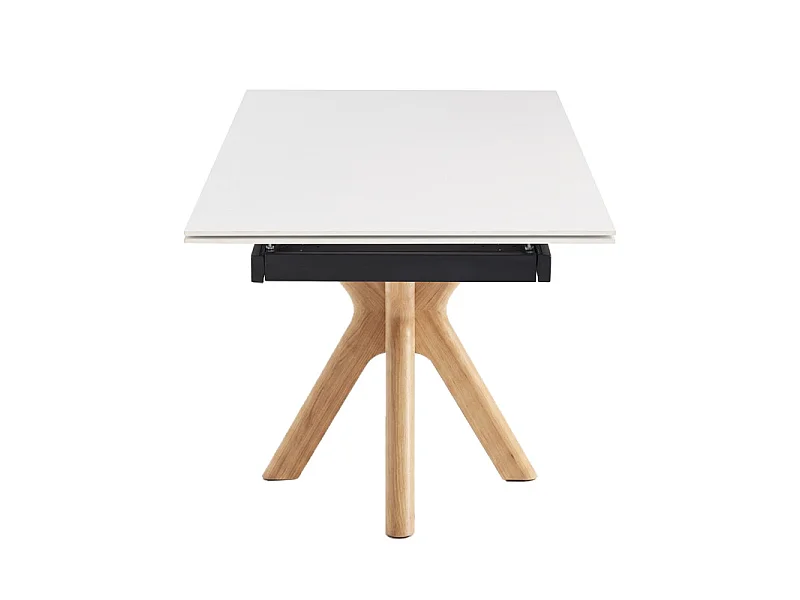 Table extensible 160 à 240 cm céramique blanc pied croisé bois clair - OREGON 12