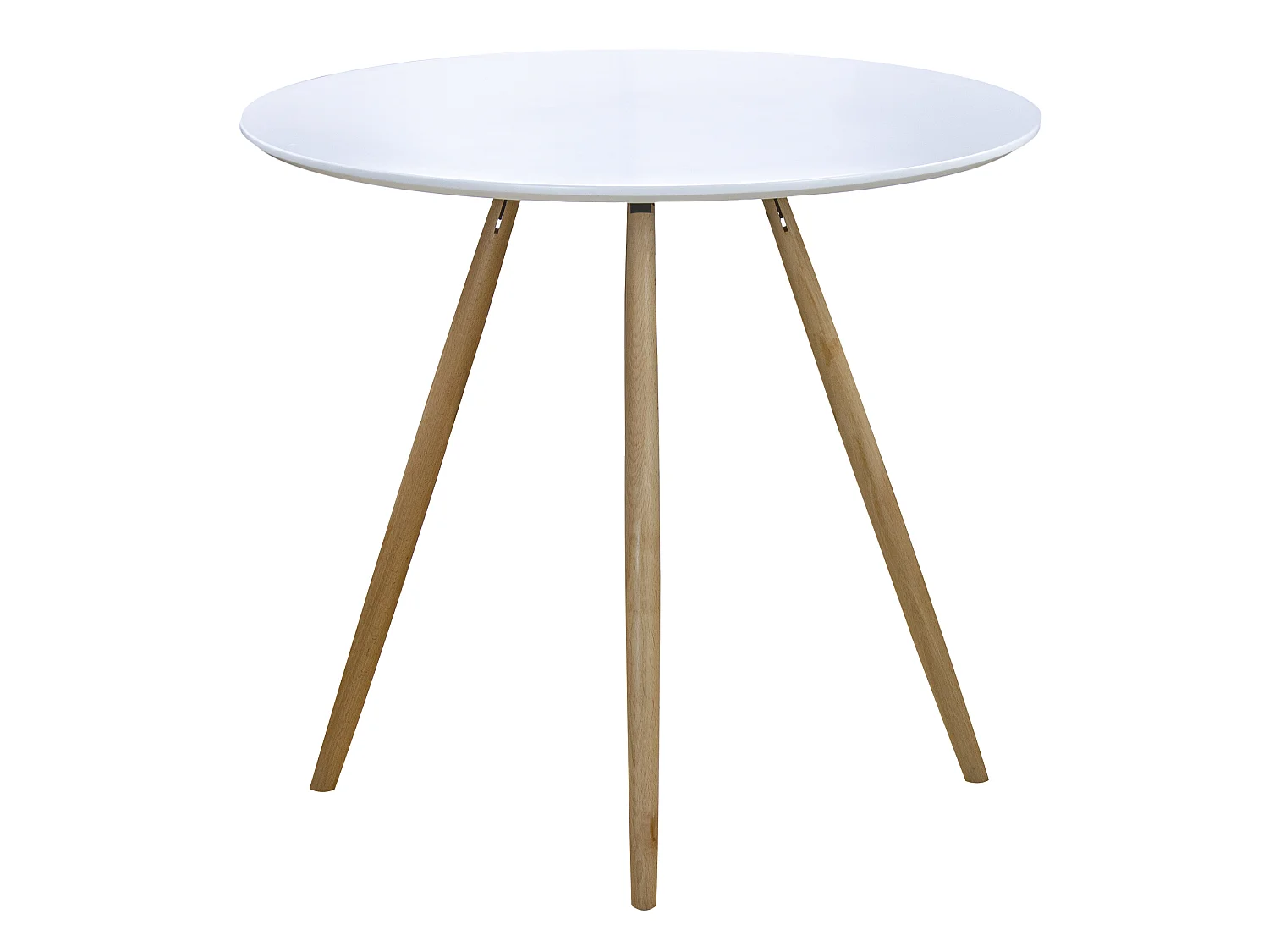 Table ronde scandinave blanche Ø80 cm avec pieds en bois effet hêtre – Stockholm