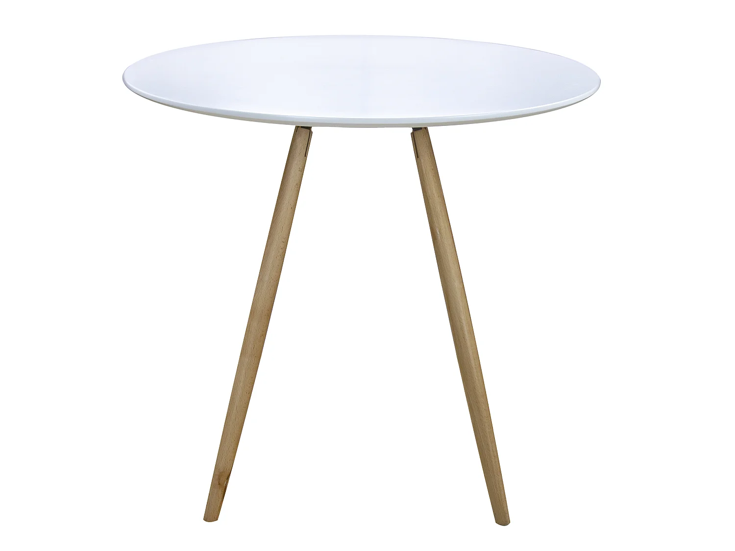 Table ronde scandinave blanche Ø80 cm avec pieds en bois effet hêtre – Stockholm