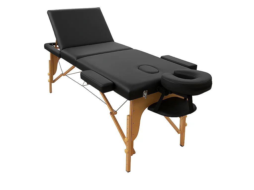 Opvouwbare 2-Zone Zwarte Houten Massage Tafel met Verstelbare Hoogte
