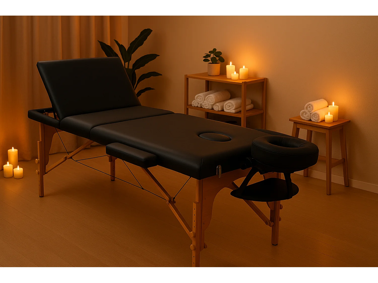 Opvouwbare 2-Zone Zwarte Houten Massage Tafel met Verstelbare Hoogte