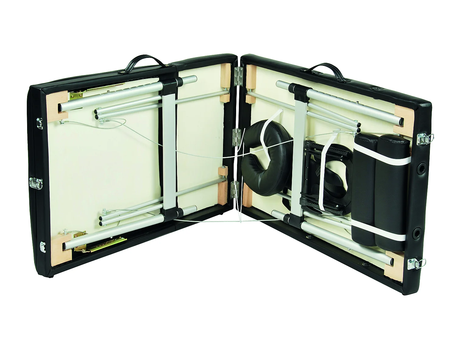 Zwarte 3-Zone Opvouwbare Massagetafel met Verstelbare Hoogte 186 x 60 cm