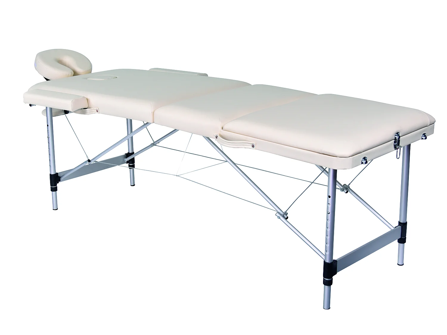 Opvouwbare 3-Zone Aluminium Massage Tafel met Verstelbare Hoogte 186 x 60 cm - Wit