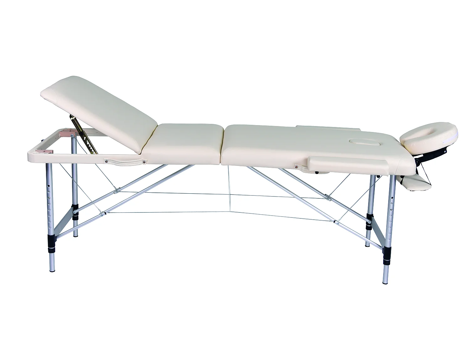 Opvouwbare 3-Zone Aluminium Massage Tafel met Verstelbare Hoogte 186 x 60 cm - Wit