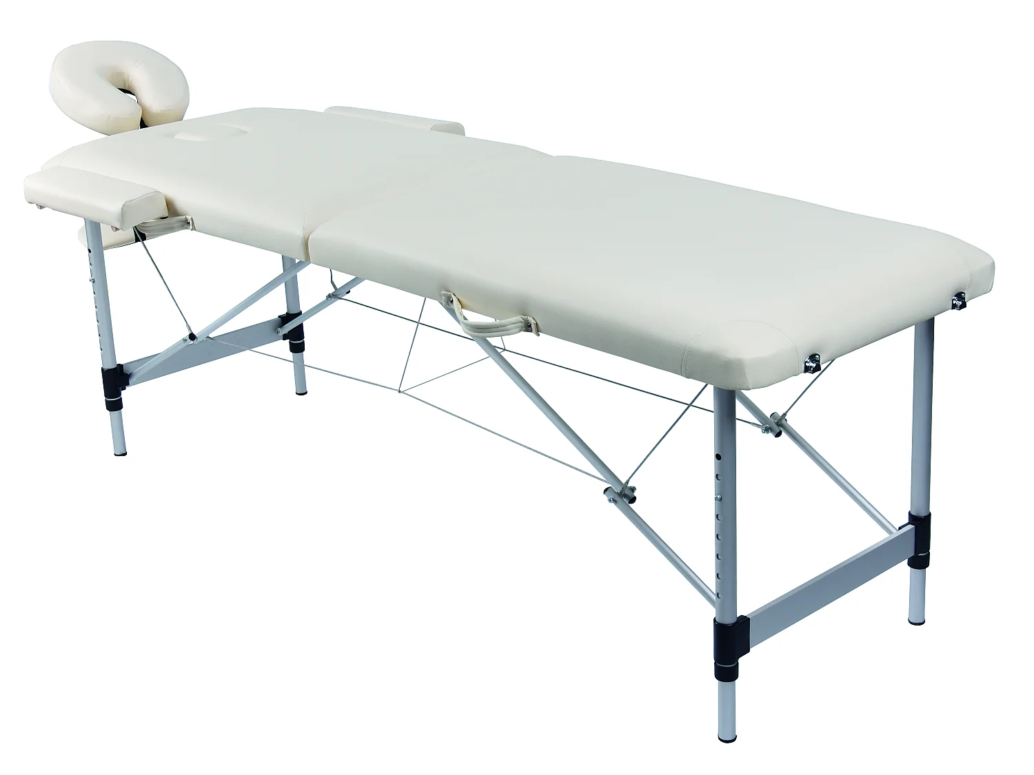 Lichtgewicht Opvouwbare Massagetafel 2 Zones Aluminium Verstelbare Hoogte 186 x 60 cm - Wit