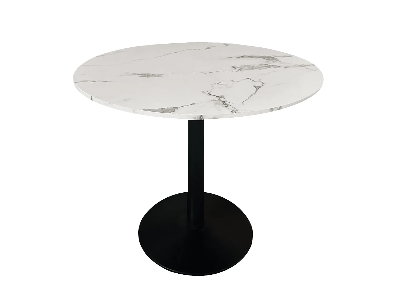 Table de salon Tivoli effet marbre blanc avec structure en métal noir