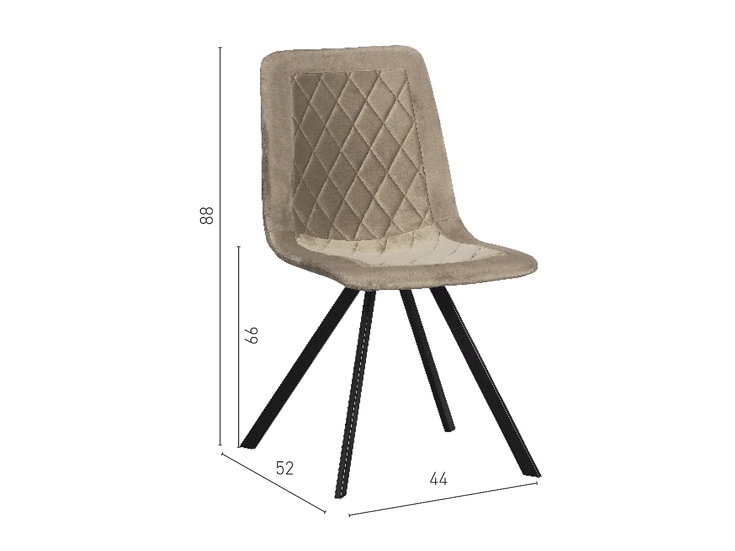 Chaise Hasselt en velours beige avec pieds en métal noir