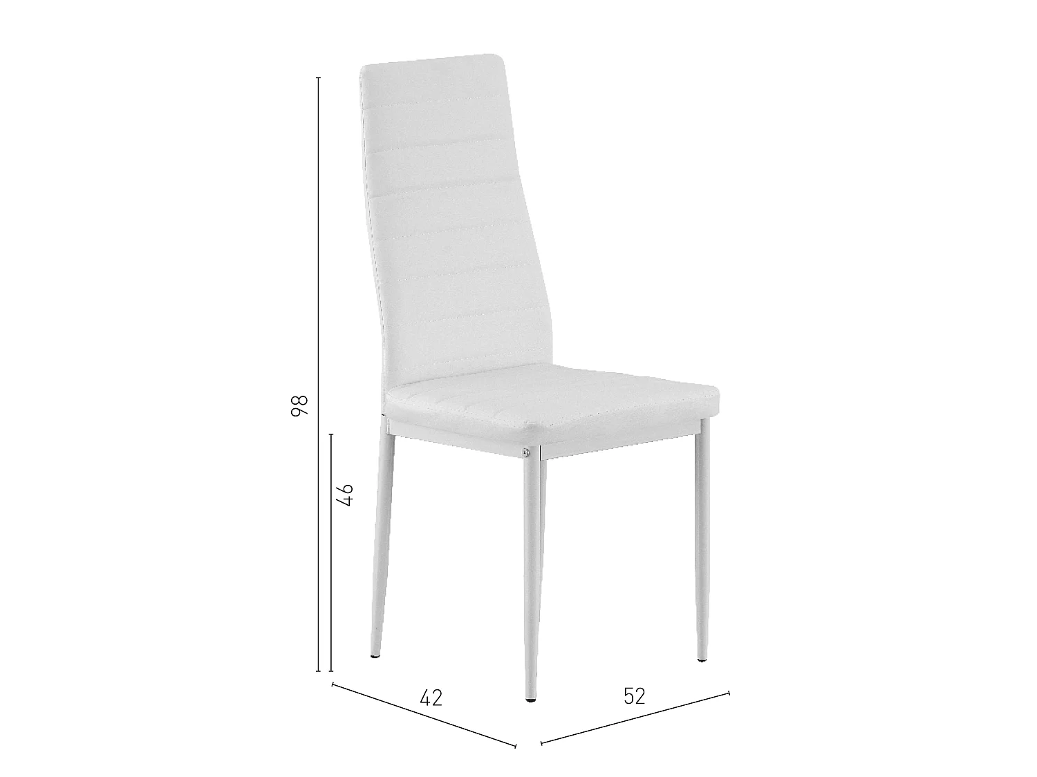 Lot de 6 chaises Cassel blanches en cuir synthétique avec dossier haut et pieds en métal