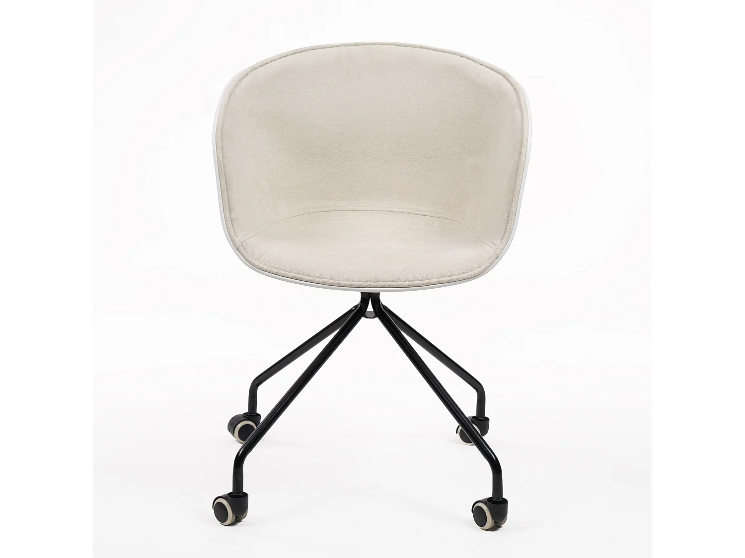 Sillas de oficina blancas modernas con ruedas y asiento ergonómico en forma de concha - Ruedas bonitas